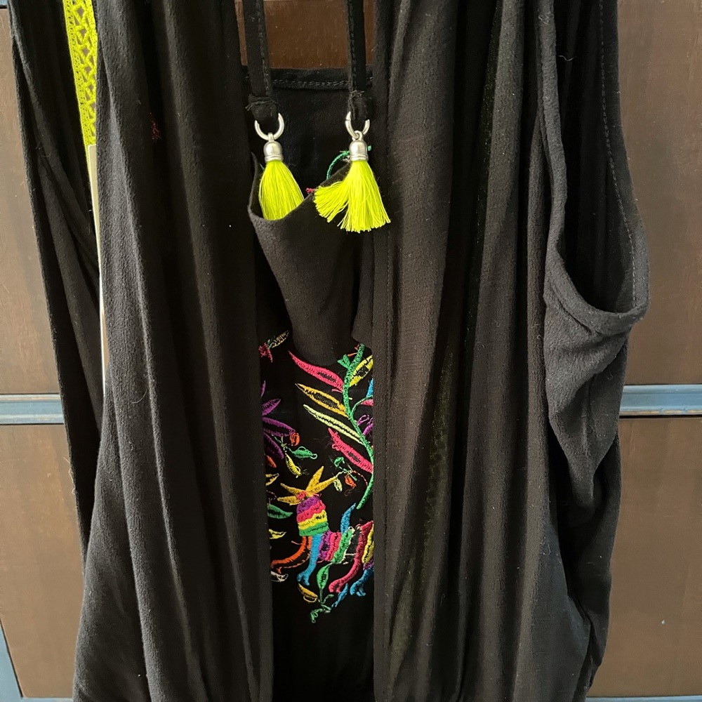NANETTE LEPORE Isla Marietas Crepe Romper Swim Coverup Multicolor Black Large - Picture 10 of 12